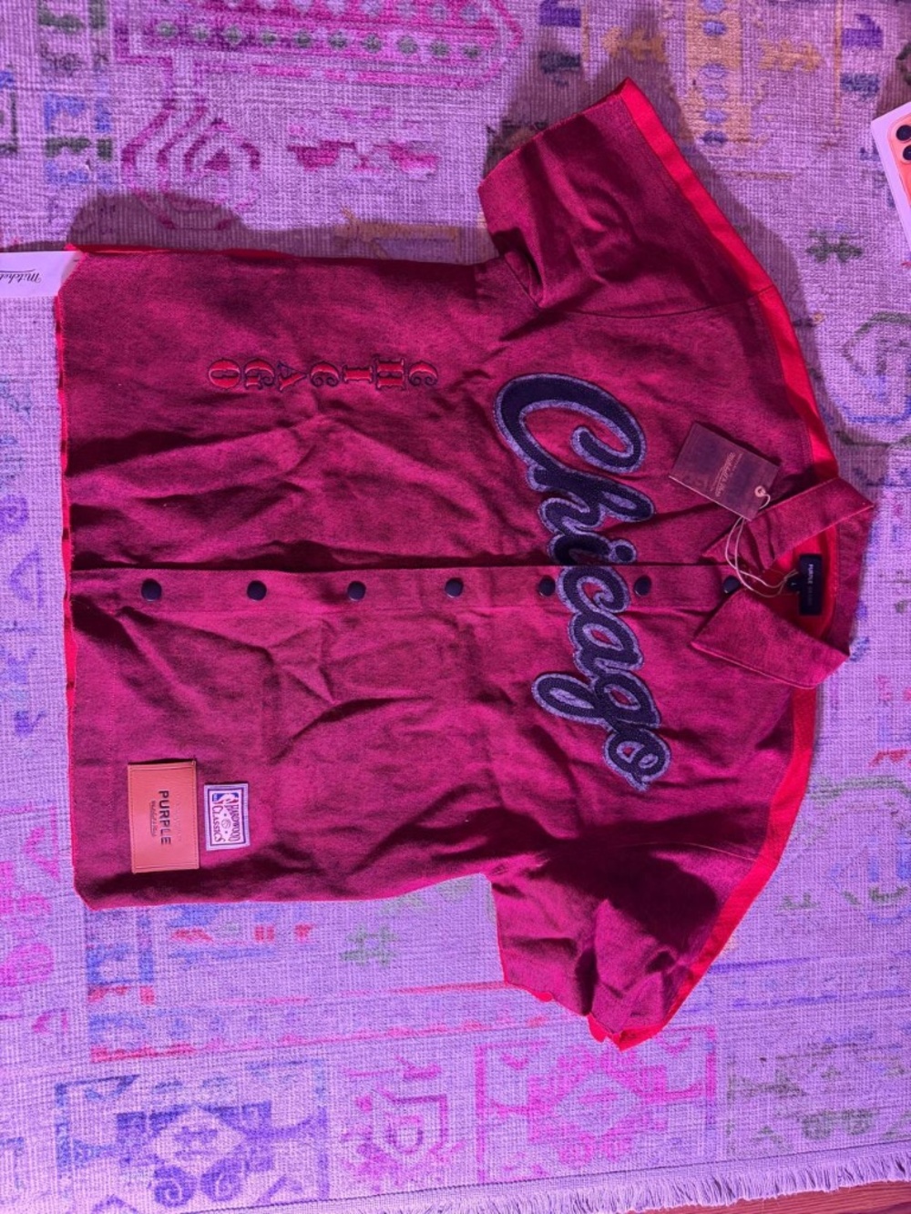 Chicago Bulls Mitchell & Ness x PURPLE BRAND Button-Up Shooting Shirt - Red